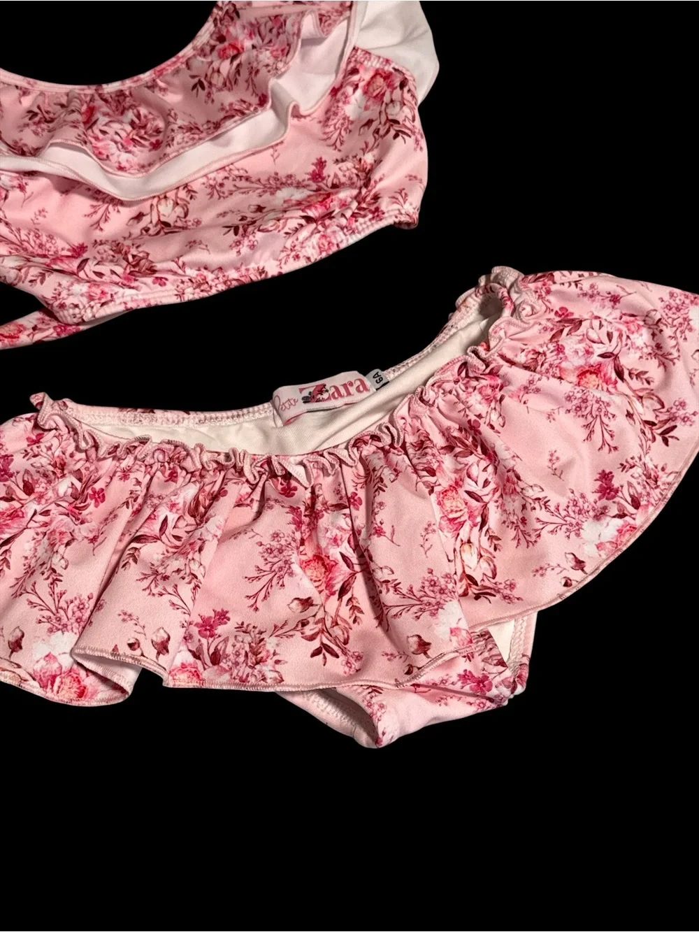 Zara Petite Floral Ruffle Two-Piece Swimsuit size 6